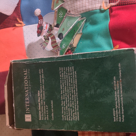 2/20$ INTERNATIONAL SILVER CO. Snowman Stained Glass Votive - Picture 6 of 12